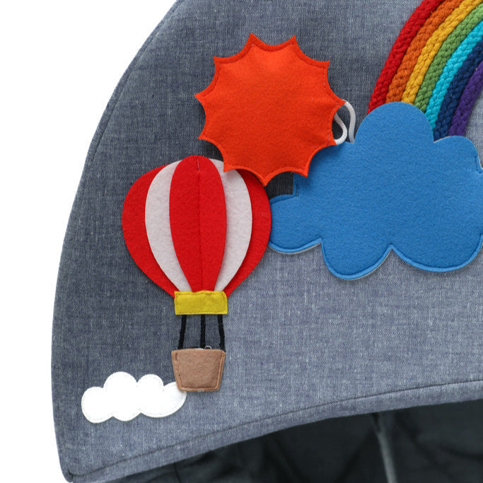 Activity chair round Activity chair Rondo blue with rainbow cushion