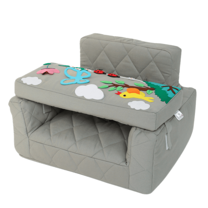 Activity armchair square Activity armchair Ecki grey with butterfly and bee cushion