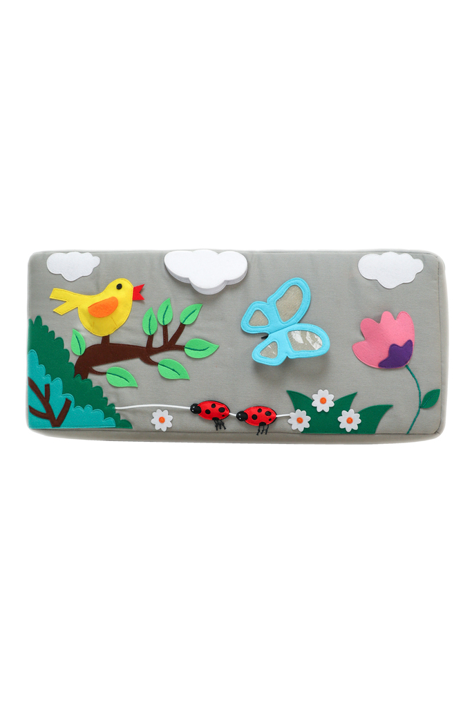 Activity armchair square Activity armchair Ecki grey with butterfly and bee cushion