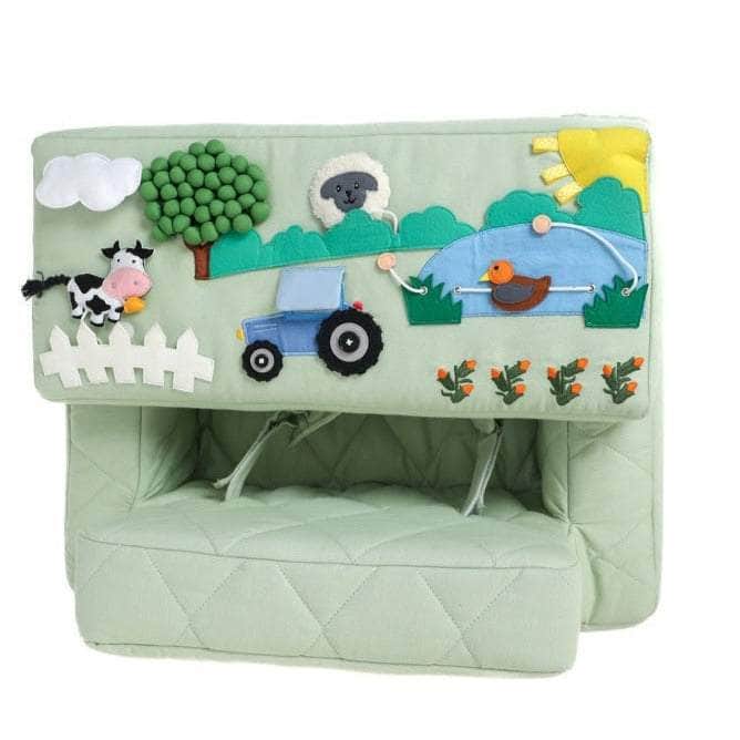 Activity armchair square Activity armchair Ecki green with farm cushion