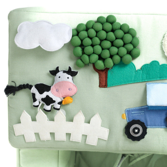Activity armchair square Activity armchair Ecki green with farm cushion