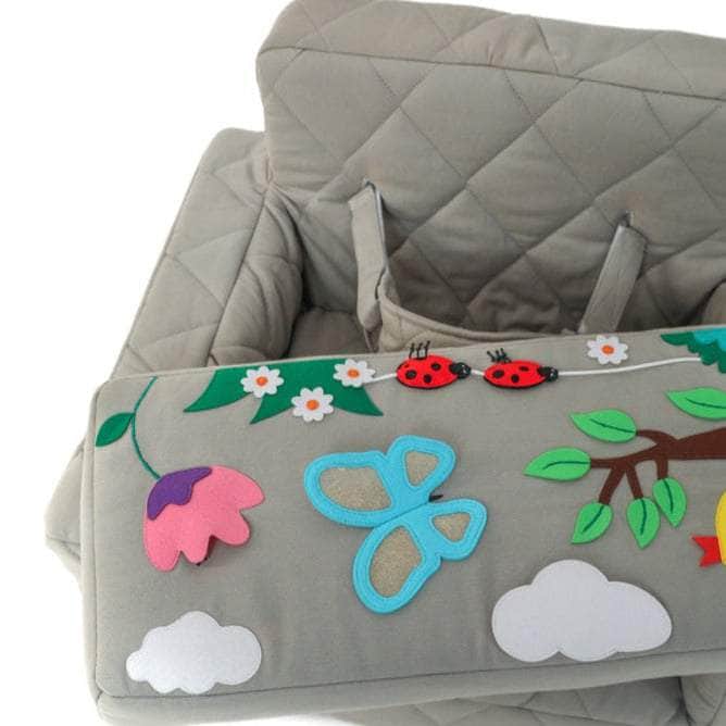 Activity armchair square Activity armchair Ecki grey with butterfly and bee cushion