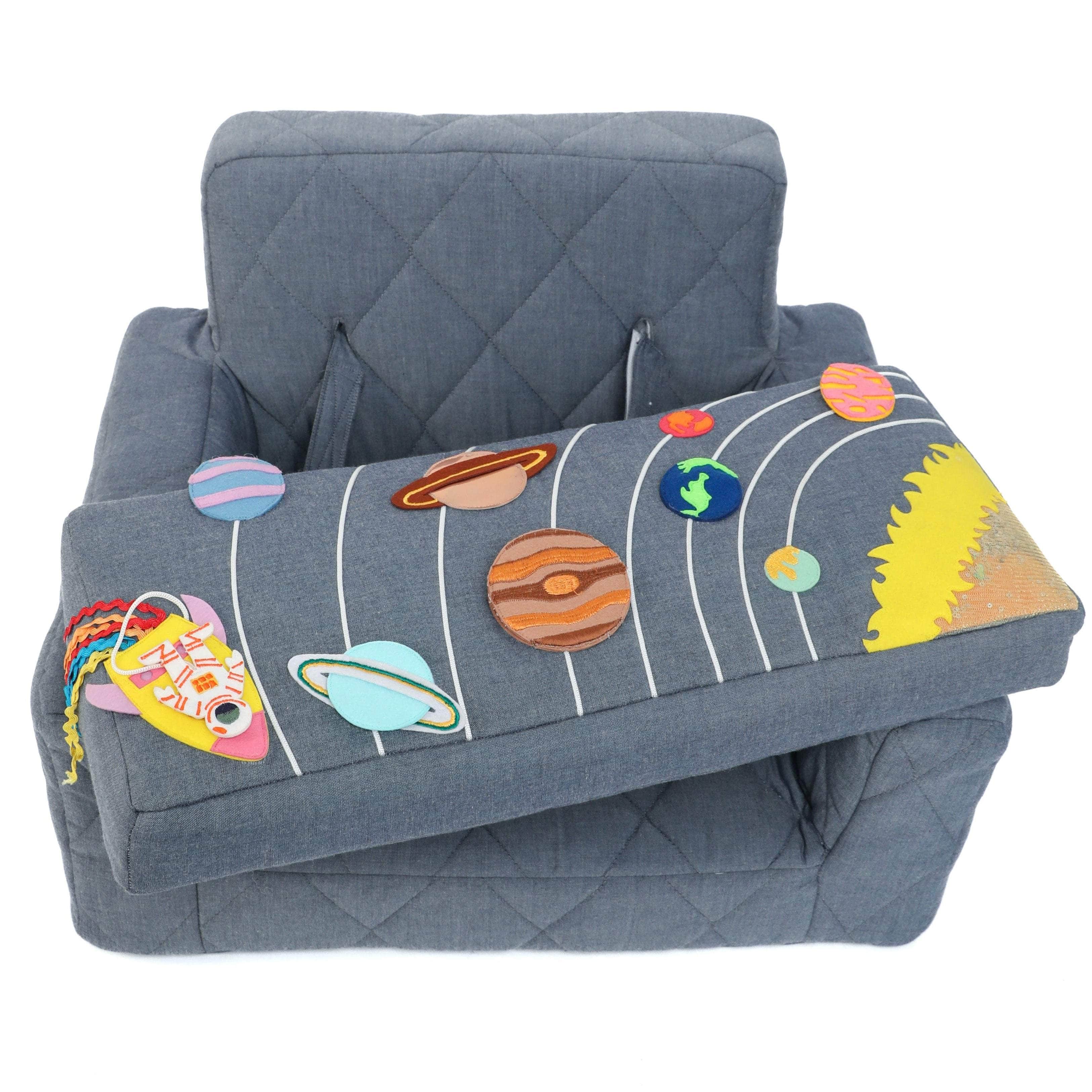Activity armchair square Activity armchair Ecki blue with solar system cushion