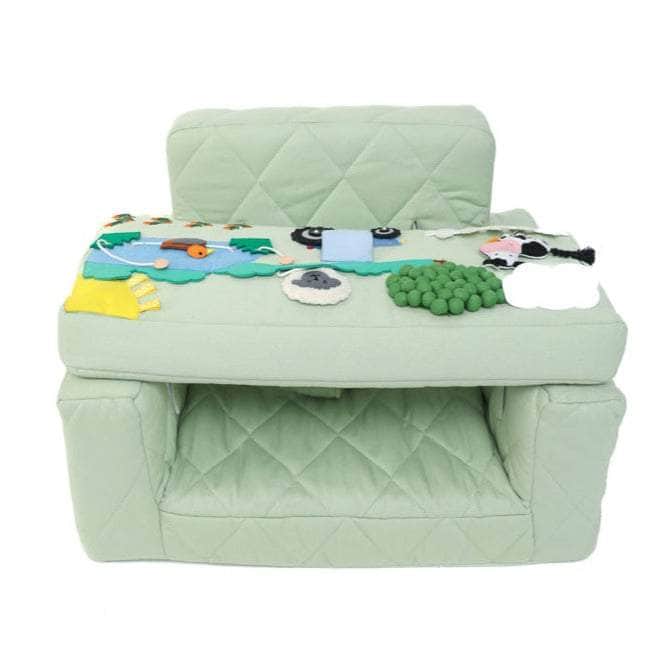 Activity armchair square Activity armchair Ecki green with farm cushion