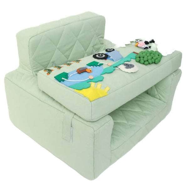 Activity armchair square Activity armchair Ecki green with farm cushion